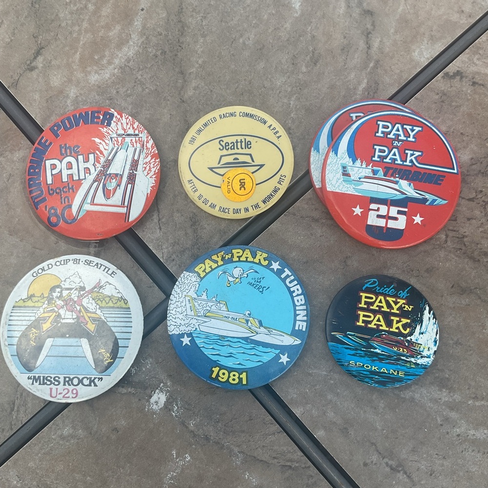 Vintage 1981 Seattle Pay N Pak Hydroplane Boat Race Pin Lot